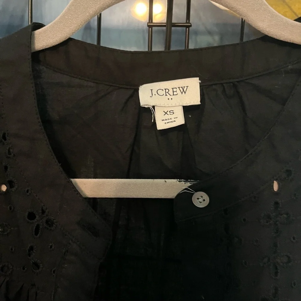 J. Crew Black Eyelet Blouse